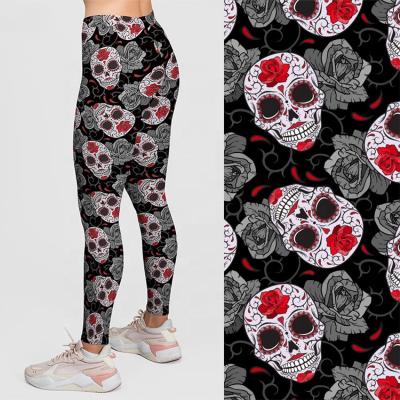 China Hot Selling Breathable Halloween Fitted Skull High Waist Women Leggings For Workout And Training With Custom Logo And Printing for sale