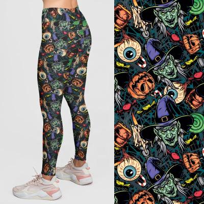 China Fashion Antibacterial Women's Antibacterial Women's Tights Vintage Halloween Pattern Fitness Gaiters Custom Printed High Waisted Leggings for sale