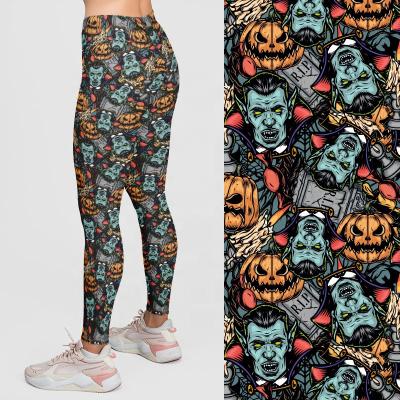 China Wholesale Antibacterial Halloween Super Soft Printed Vampire Pumpkin High Waist Workout Full Length Leggings For Women for sale