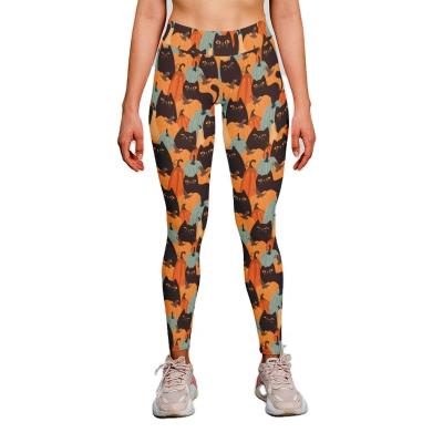 China Antibacterial Halloween Pumpkin Custom Printed Tight Leggings Butt High Waist Buttery Soft Leggings Yoga Lifting Pants For Women for sale