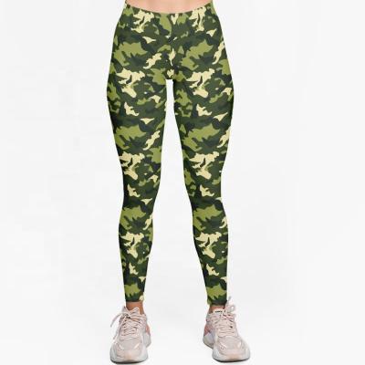 China Breathable Wholesale Custom Pattern 220-230gsm Double Side Brushed Milk Silk Leggings Camouflage Gym Fitness Womens Yoga Pants for sale