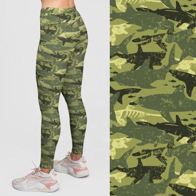 China Camouflage Antibacterial Seamless Shark Printed Tight Workout Leggings Tik Tok Leggings High Waist Yoga Pants For Women for sale