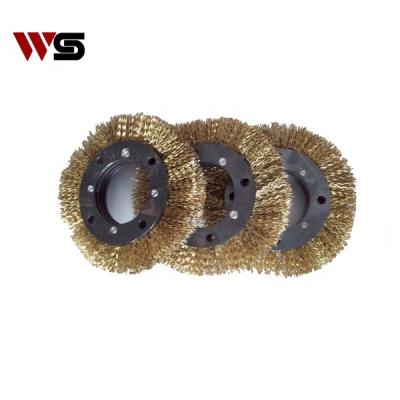 China Cleaning Rust and Removing Paint Crimped Wire Circular Wheel Brass Steel Wire Brush Used to Clean Pipe for sale