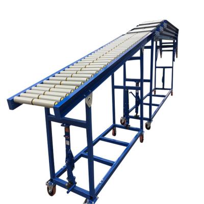 China Heat Resistant Foldable Gravity Unloading Full Automatic Roller Conveyor From Container for sale