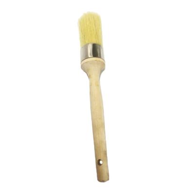 China Eco - Friendly Round Lacquered Wooden Handle Black Bristle Paint Brush Angle Paintbrush for sale