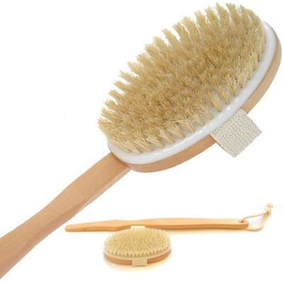 China All Natural Long Handle Sisal Brush Dry Bath Brush Wooden Body Brush for sale