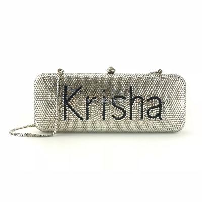 China OC3466 China Factory Custom Silver Crystal Custom Name Purse Clutch Purse China Factory Name Silver Crystal Purse Clutch Purse for sale