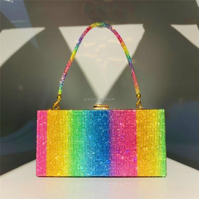 China Luxury Clutch Bags OC4247 Guangzhou Occi Factory Wholesale Rainbow Stone Clutch Bag Women Purse for sale