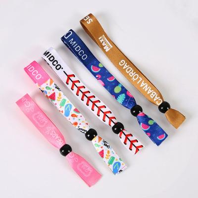 China Fashion Fashion Heat Transfer Printing Wristband Custom Size Polyester Handmade Fabric Woven Fabric Wristband For Activities Event Party for sale