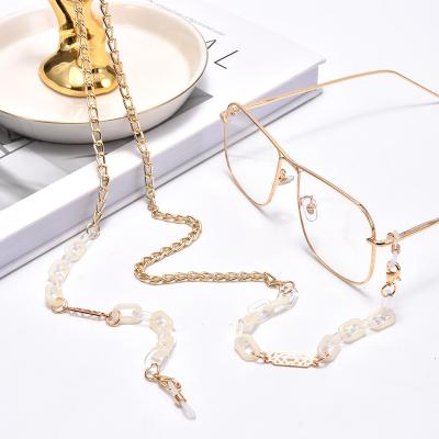 China Cooper+nickel plating+pvc free acrylic glasses chain for women fashion anti slip reading Eyewear rope mask holder neck strap lanyard for sale