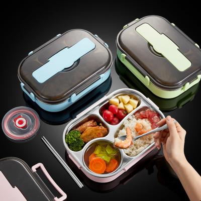 China Nordic Minimalist Viable Bento Box Containers Food Style Single Layer Plastic Outer Layer With 304 Stainless Steel Food Bowl for sale