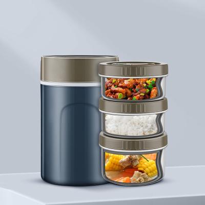 China Hot Sale Microwavable Porter-all Stainless Steel Bento Box Thermal Lunch Box 304 Thermos Food Pot with Foldable Cutlery for sale