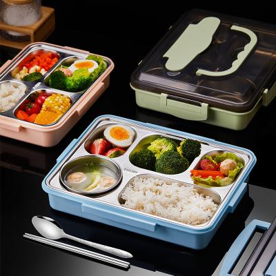 China Hot Sale Microwavable Stainless Steel School Office Portable Outdoor Lunch Box For Kids Children Reusable Insulated Fast Food Bento Lunch Box for sale