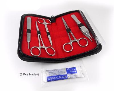 China Advanced Student Kit With Scalpel Knife Handle - 5 Steel 5 Pcs Dissection Kit For Anatomy Biology Medical Blades - Case - Veter Lab for sale