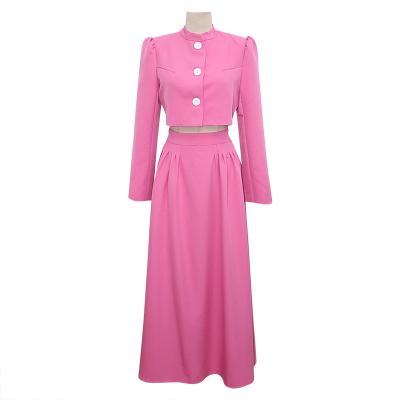 China 2022 Summer New Main QUICK DRY 2 Piece Square Neck Set Women Long Skirt Pink Elegant Dress Dresses Set for sale