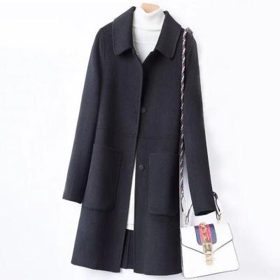 China Fashion Factory Wholesale Breathable Winter Coat Ladies Long Woolen Double Breasted Coat for sale