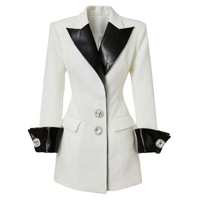 China Anti-wrinkle women blazer ladies high quality blazers formal blazers dress 2022 luxury rhinestone buttons ladies women dress for sale