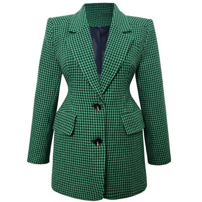 China Elegant Anti-Wrinkle Blazers Women Ladies Ladies Suits Office Plaid Green Blazer Women Formal Work Wear for sale