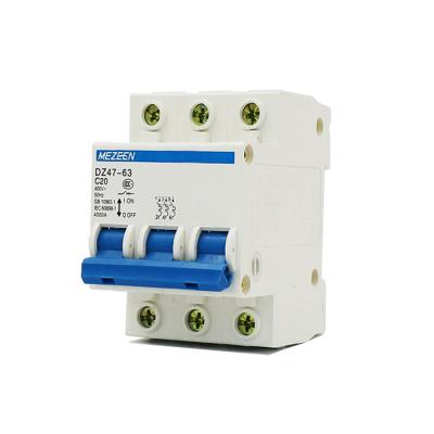 China Safety Home Breaker Miniature Circuit Breaker Switch Changeover MCB Plastic Flame Retardant Plastic Good Quality 3P 20 Amp for sale