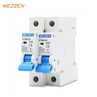 China New design XTM6 flame retardant electrical mcb 1P 10amp 32amp 230v 50/60Hz 6kA miniature cover circuit breaker for sale