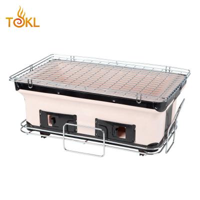 China Excellent Quality Square Charcoal Grills Charcoal BBQ Grill Diatomite Easily Assembled Ceramic Grill For Outdoor Cooking for sale