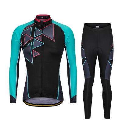 China Custom Made Breathable Sublimation Team Bicycle Logo Cycling Jersey Long Sleeve Professional Road Bike Sets For Female for sale