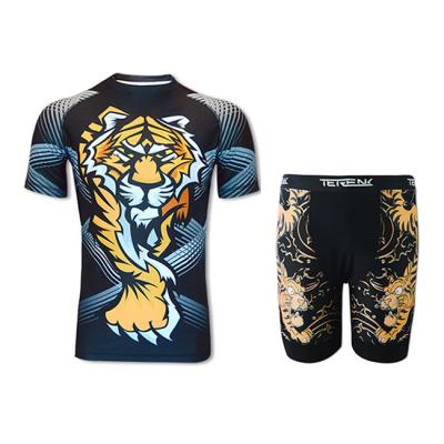 China Breathable Quick Dry Shorts Sleeves Full Print Compression Mens Gym Wear Design Your Own Muttahida Majlis-e-Amal Shirts And Shorts for sale