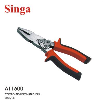 China Singa MULTI FUNCTIONAL High Quality Labor Saving Lever Technology Double Nose Diagonal Cutting Combination Compound Pliers for sale