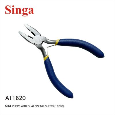 China Singa DIY MULTI FUNCTIONAL Household Portable Spring 115mm Double Needle-nosed Nose Pliers Round Mini Plier Jewelry for sale