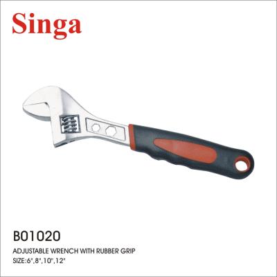 China Best Selling Singa Carbon Steel Double Color Handle Adjustable Wrench Big Opening Rubber Wrench With Comfortable Grip for sale