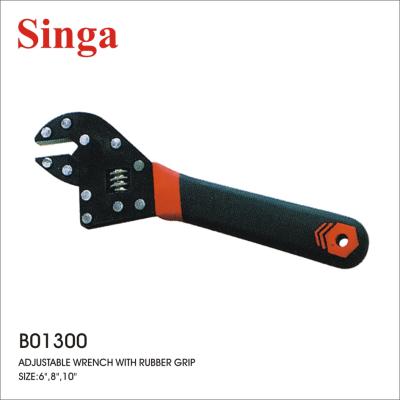 China Best Selling Singa Carbon Steel Double Color Handle Adjustable Wrench Big Opening Rubber Wrench With Comfortable Grip for sale