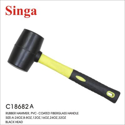 China Roofing Hot Sale 8oz 12oz16oz 24oz Fiberglass Hammer Professional Rubber Handle Hammer Mallet Hammer For Floor Ceramic Tile Installation for sale