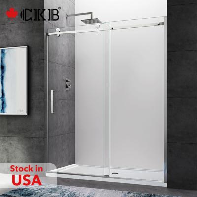 China Modern Wholesale Aluminum Stainless Steel Tempered Glass Bathroom Sliding Frameless Shower Door for sale