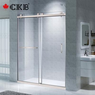 China Modern CKB OEM ODM Bathroom Stainless Steel Sliding Door Clear Tempered Glass Frameless Shower Enclosure for sale