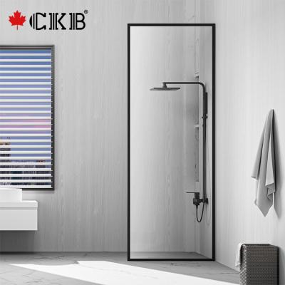 China Modern CKB Good Quality OEM ODM Matt Black Clear Tempered Glass Stand Up Panel Bathroom Shower Door for sale