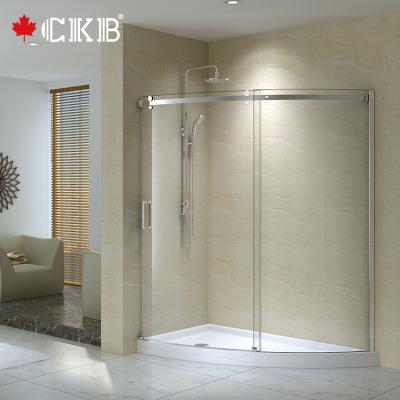 China Modern OEM ODM Chrome Stainless Steel Hotel Bathroom Sliding Frameless Tempered Glass Shower Room for sale