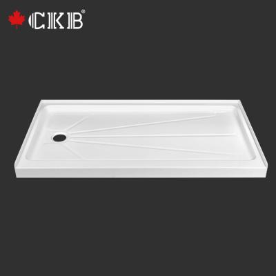 China Single threshold base CKB Good Price Drainer Design Rectangle White With Antislip Single Threshold Acrylic Bathroom Shower Tray for sale