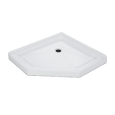 China Double threshold with center drain 5 Years Warranty Bathroom Custom Made Double Threshold With Antislip White Acrylic Shower Tray for sale