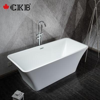 China Freestanding CKB OEM ODM Rectangular Glossy Finishing With Drainer Bathroom Acrylic Soaking Freestanding Bathtub for sale