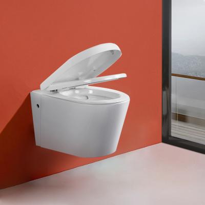 China EUROPEAN CKB Low MOQ Modern P-Trap 180mm Roughing White Closestool Gravity Flushing Wall Hung Toilet for sale