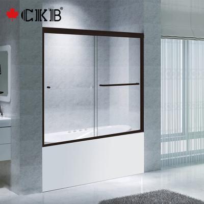 China Modern CKB 5 Years Warranty Aluminum Chrome Brushed Nickel Tempered Glass With Frame Sliding Bathtub Door for sale