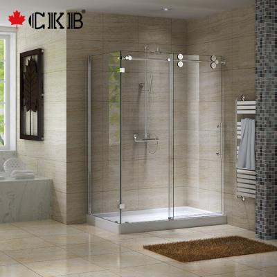 China Contemporary Easy Cleaning Hotel Bathroom Rectangular Sliding Frameless Tempered Glass Shower Door for sale