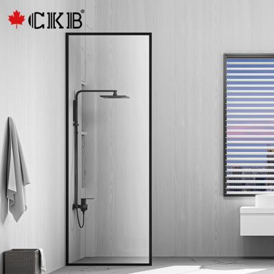 China Modern Factory Direct Modern Villa Home Bathroom Stand Up Panel Tempered Glass Matt Black Shower Door for sale