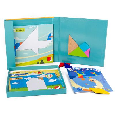 China New Design Multifunctional Cute Cartoon Toy Magnetic Tangram Toys Creative Hot Selling Children's Intelligence Development Puzzle Wooden Book for sale