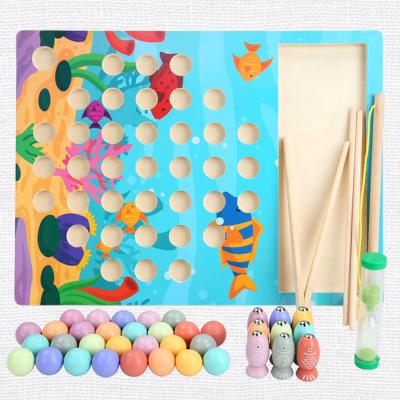 China Kids Fishing Play Hot Wholesale Wooden Clip Magnetic Fishing Game Toys New Design Kids Practical Skills Developing Educational Toys for sale