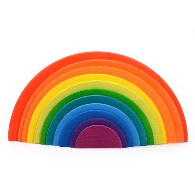 China Construction Toy Hot Selling Wooden Rainbow Stacking Block Components Design New Creative Improve Children's Educational Imagination Toys for sale