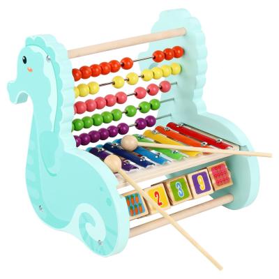 China Eductional Toys Hot Selling Cute Small Wooden Hippocampus Arithmetic Stand Developing Children Math Knowledge Instrument Toys New Released 3 In1 2 Set for sale