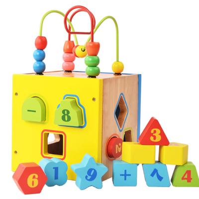 China Eductional Toys New Digital Liberated Multifunctional Geometry Wooden Round Beads New Design Kids Shape Knowledge Developing Geometric Toys for sale