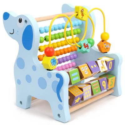 China 2022 Multifunctional Wood Beaded Animal Intelligence Computing Wooden Beaded Animal Stand Early Developing Intelligence Computing Bead Learning For Child for sale