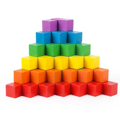 China Building Toy 50 Pieces Wooden Blocks Cube Building Toys Children's Developming In Imagination Custom Wholesale 3cm Colorful Educational Toys for sale